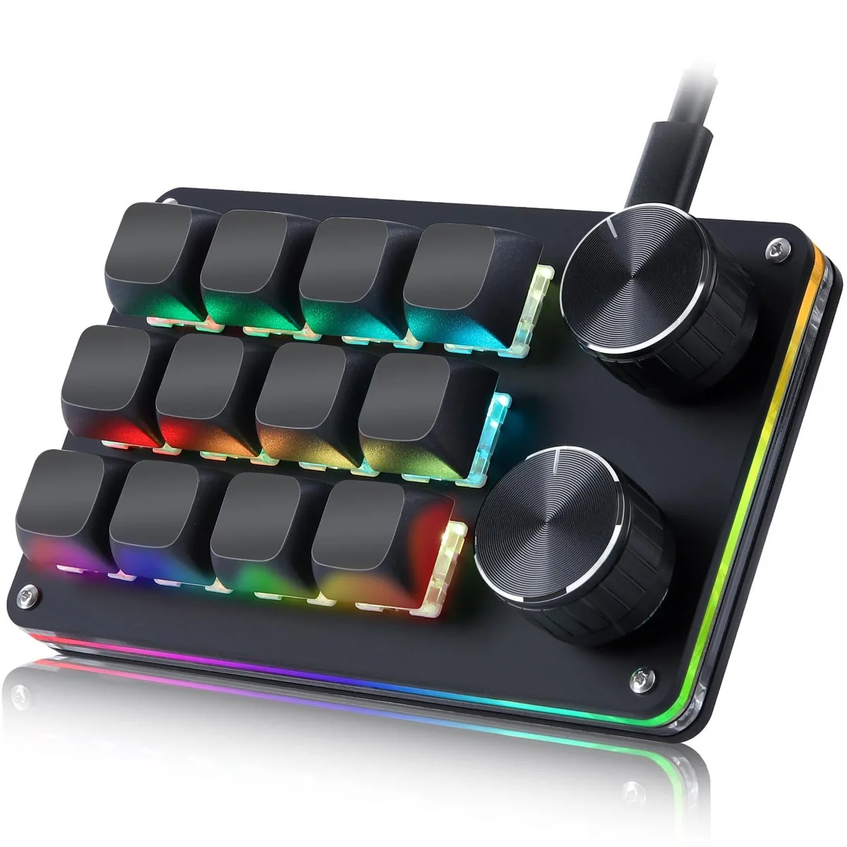  Koolertron Macro Programmable Keypad 12 Keys 2 Knob Blue Switch Hot Swappable RGB Black — product photo