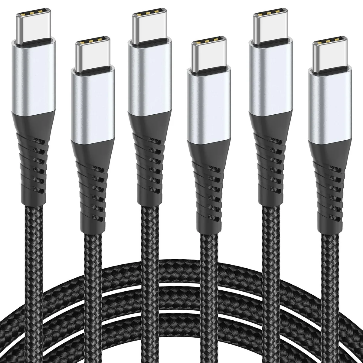  PEAKLIFT USB-C to USB-C Braided Cable 3 ft 60W 3-Pack — product photo