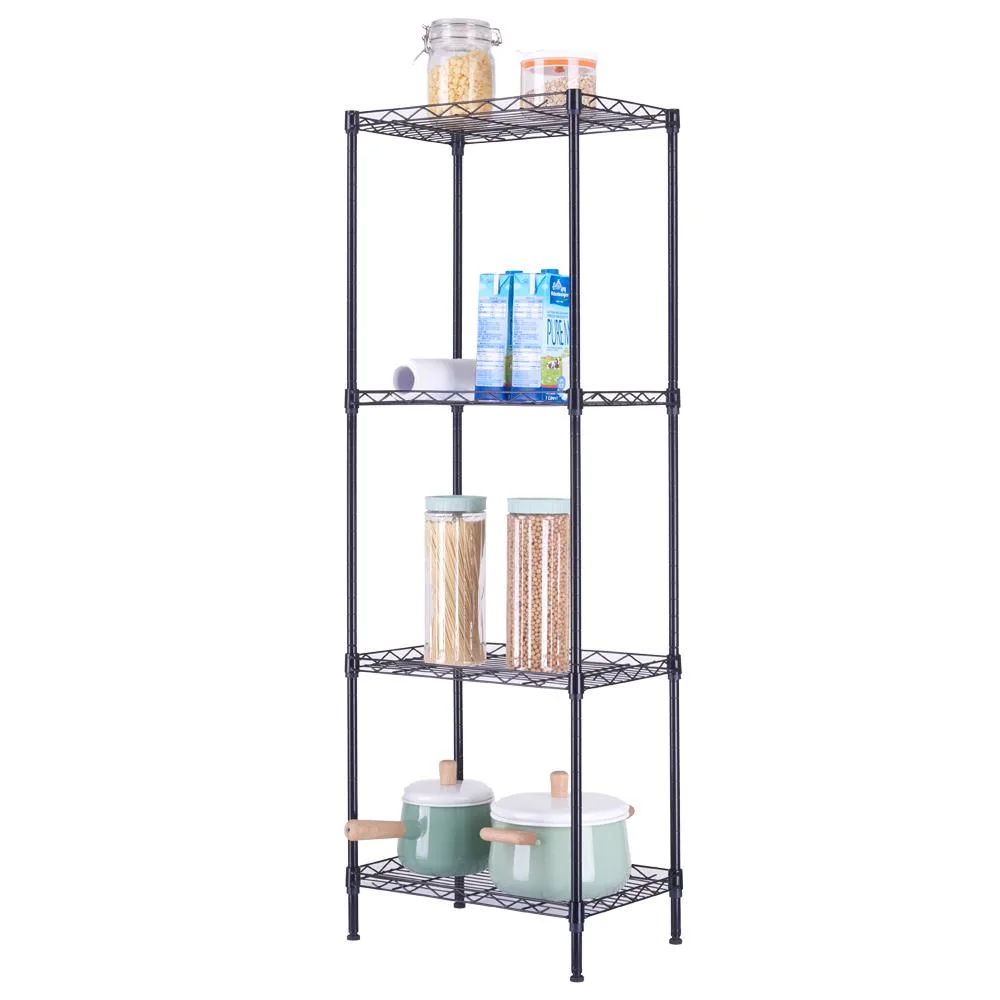 QXDRAGON QXDRAGON 4-Tier Wire Shelving Rack Black 17.7 x 11.8 x 49.6 in — product photo