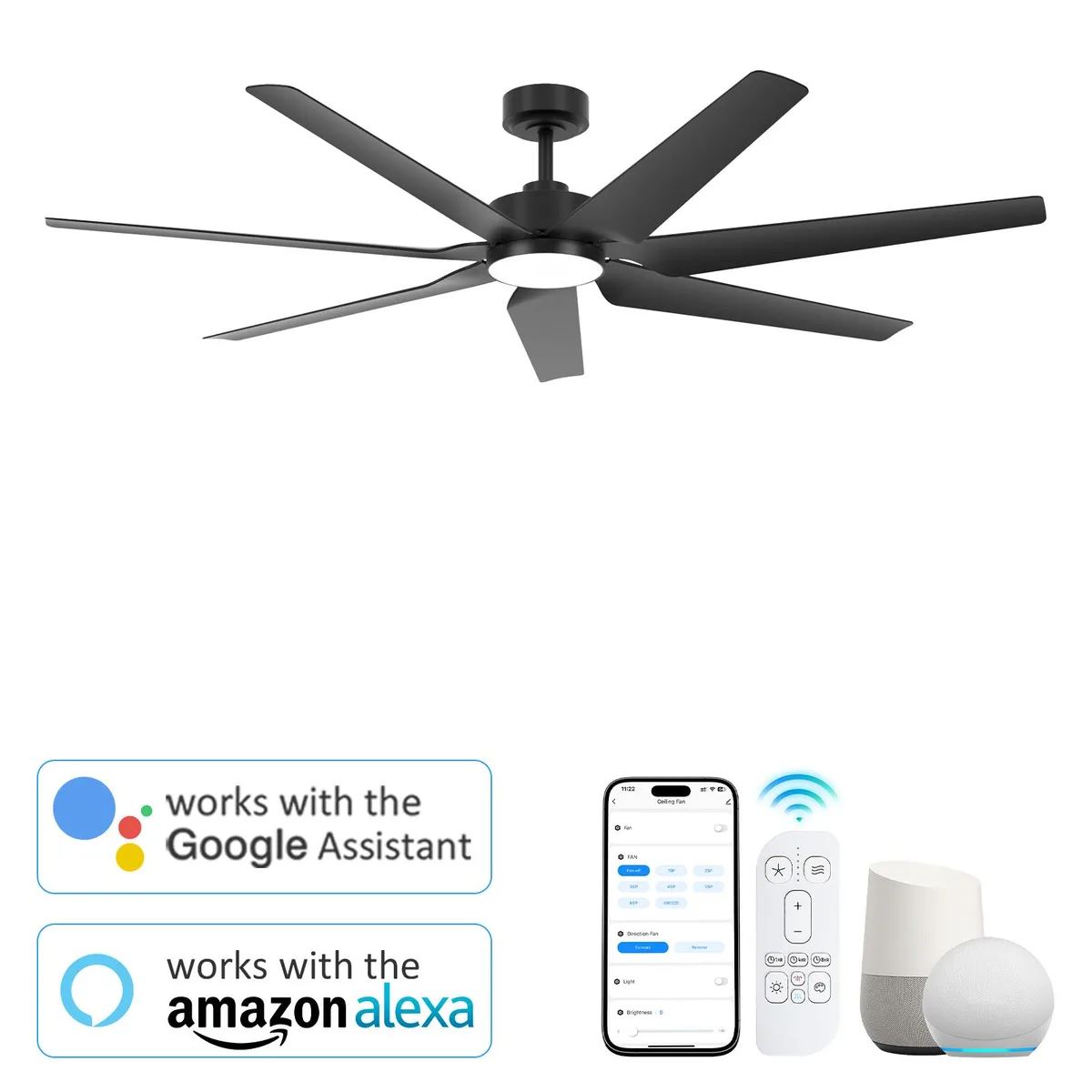 SHREEFINDEE SHREEFINDEE 703 7-Blade 65in Smart Ceiling Fan with Dimmable LED 3000K-5000K — product photo