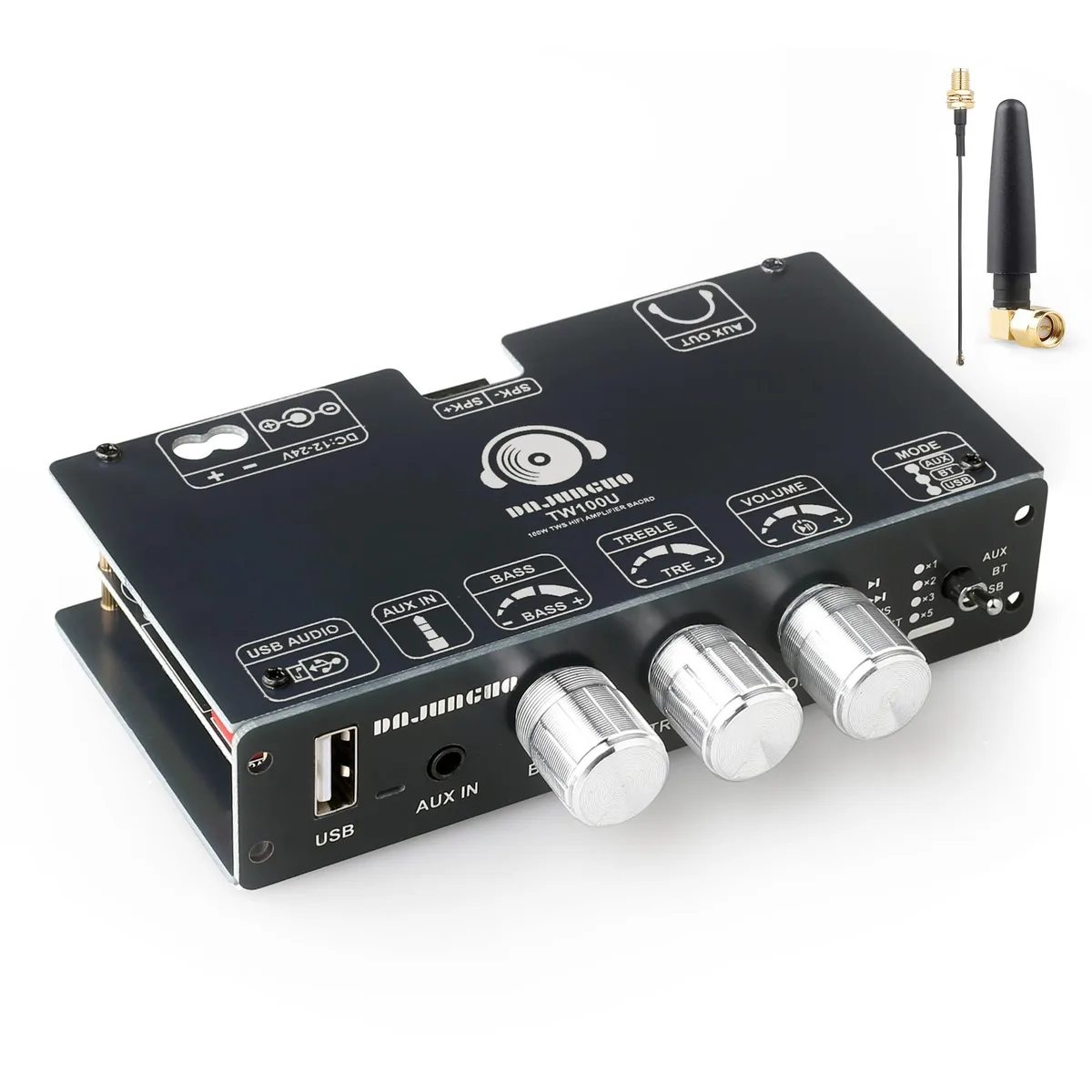  Pyle TW100U 100W Mono Amplifier Board TPA3116D2 Bluetooth 5.3 TWS AUX USB 12-24V — product photo