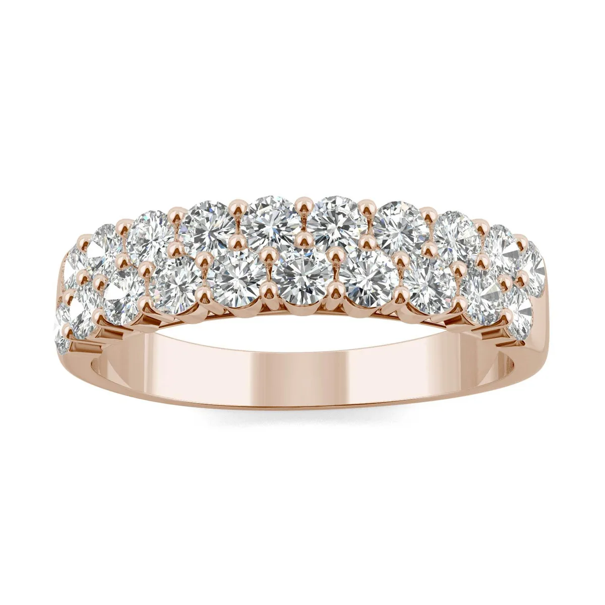 Charles &amp; Colvard Charles &amp; Colvard 14K Rose Gold Moissanite Anniversary Ring 2.4mm Size 9 1.00cttw DEW — product photo