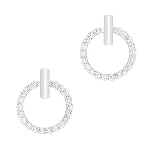 ORROUS &amp; CO ORROUS &amp; CO 18K Gold Plated Cubic Zirconia Hoop Halo Stud Earrings White Gold 20 Stone — product photo