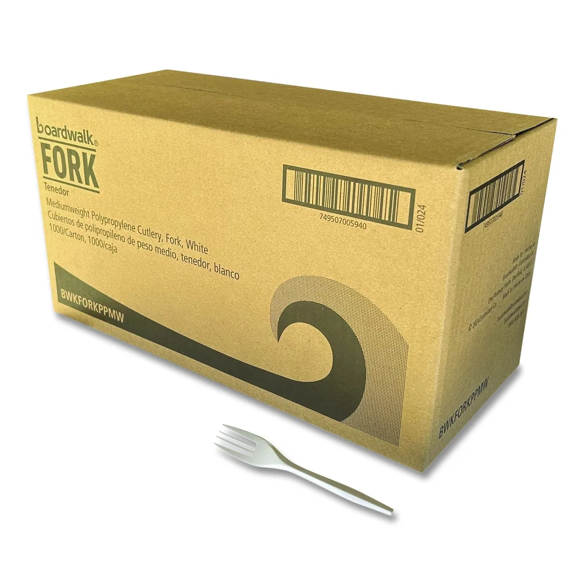 White polypropylene disposable fork 5.51 inch mediumweight 1000 per carton