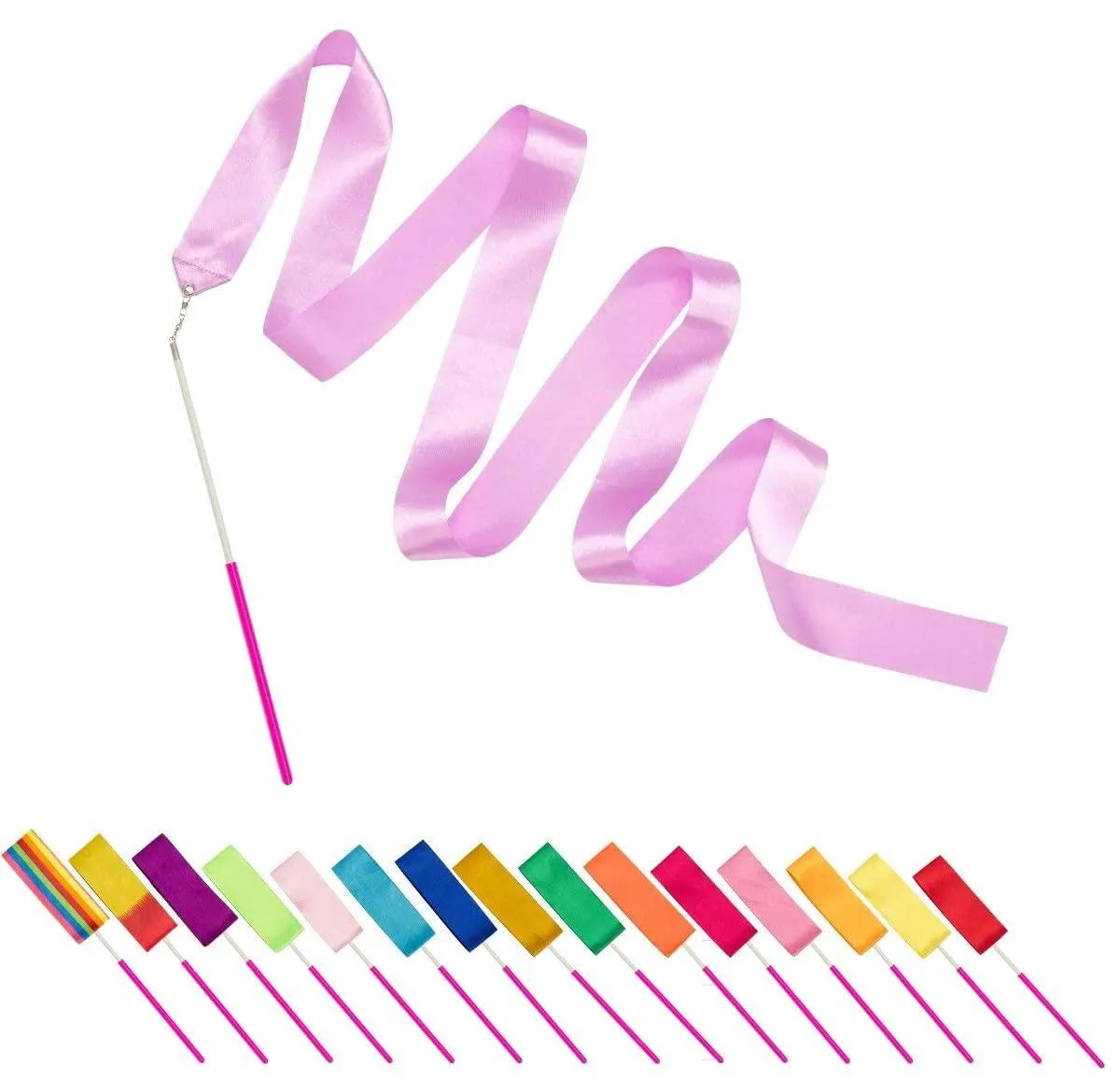  Dance Ribbons 16 Pack 6.6ft Rhythmic Gymnastics Wands Non-Slip Handles — product photo