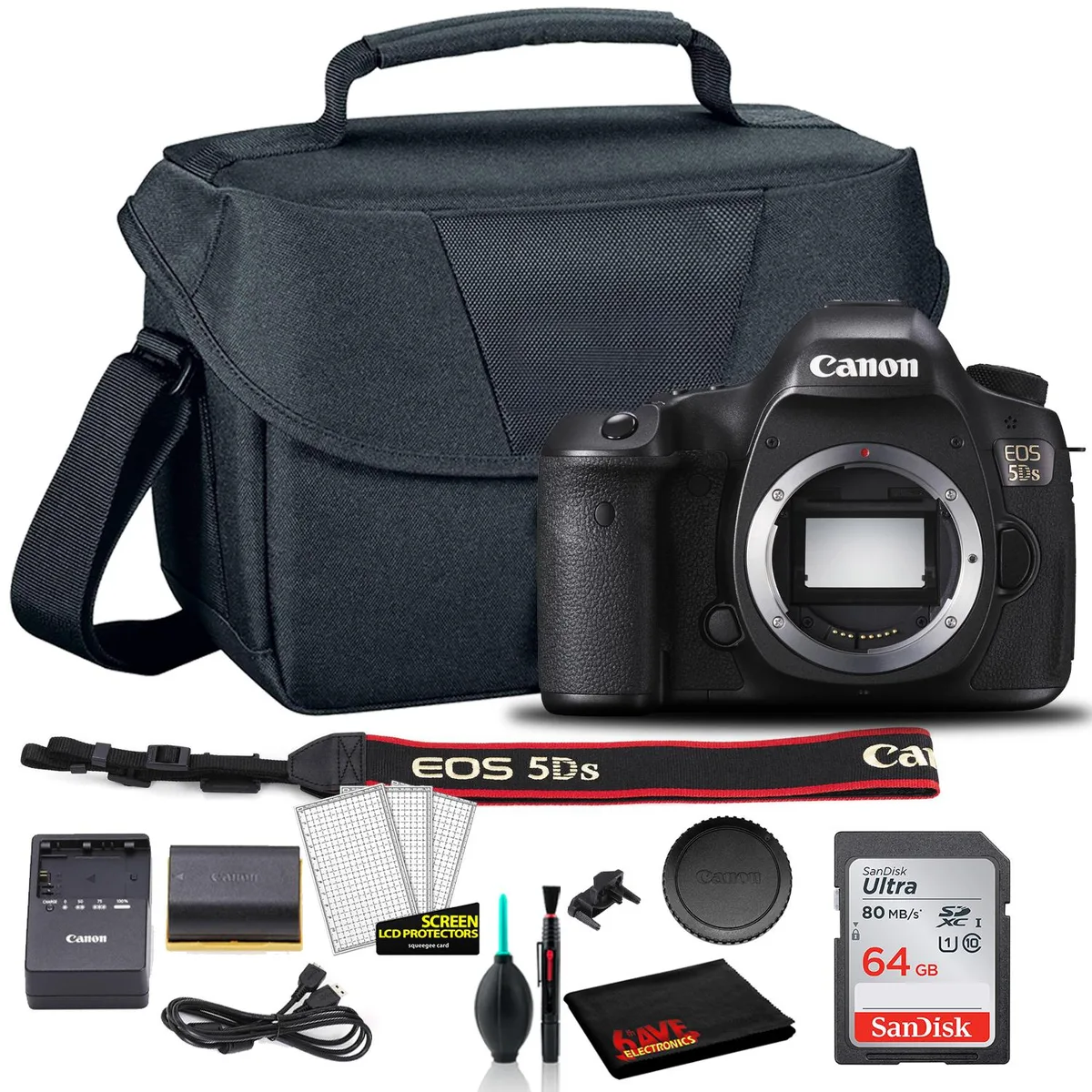 Canon Canon EOS 5DS DSLR Camera Body Only + EOS Bag + Sandisk Ultra 64GB Card + Cleaning Set International Model — product photo