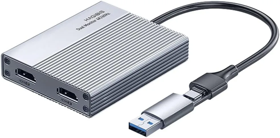 Hagibis Hagibis USB C/USB 3.0 to Dual HDMI 2.0 Adapter DisplayLink DL6950 4K 60Hz — product photo