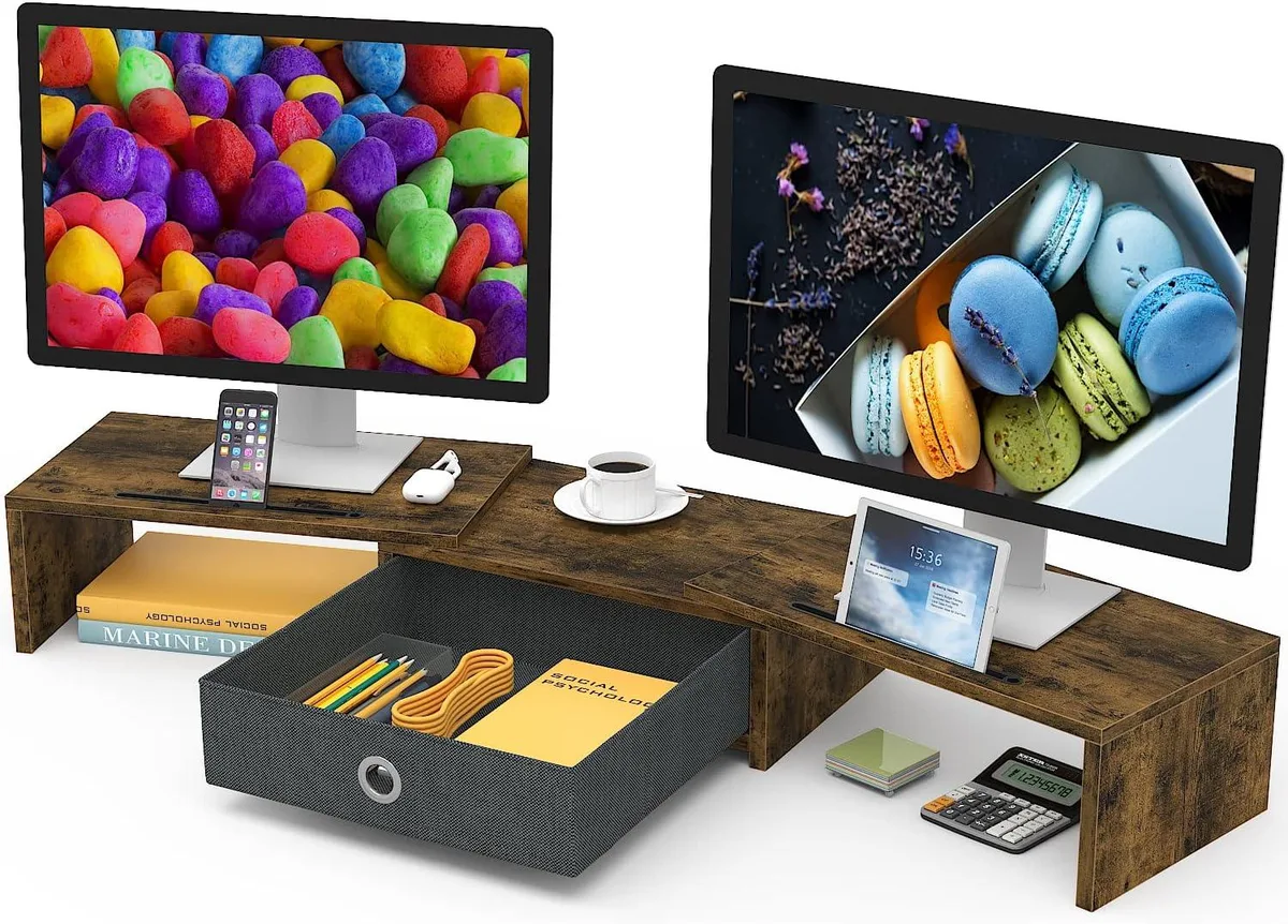 PISKEKAT PISKEKAT Dual Monitor Stand Riser 27-39L 9.3W 6.1H — product photo