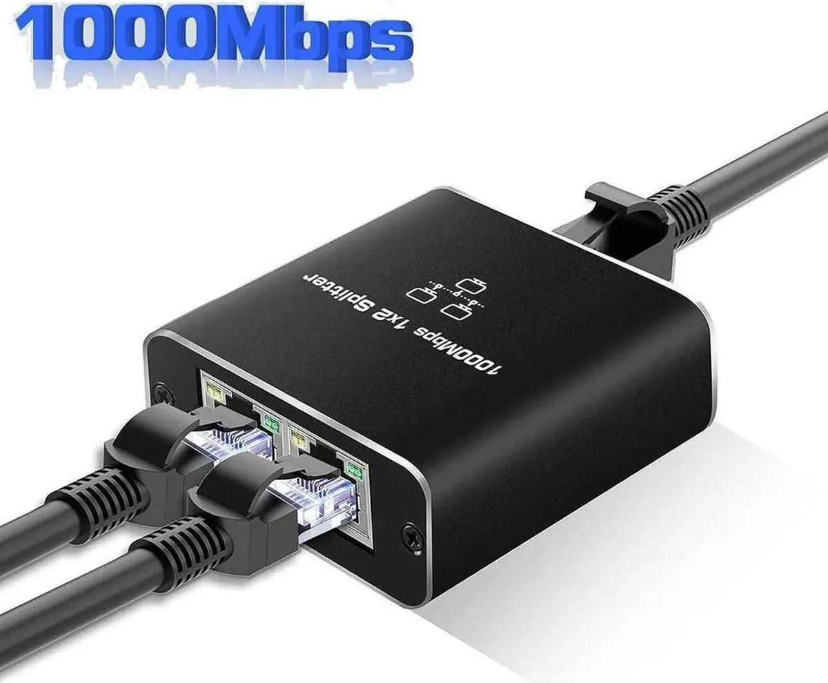 Vszerda Vszerda RJ45 Ethernet Splitter 1 to 2 Out, 1000Mbps with USB Power Cable — product photo