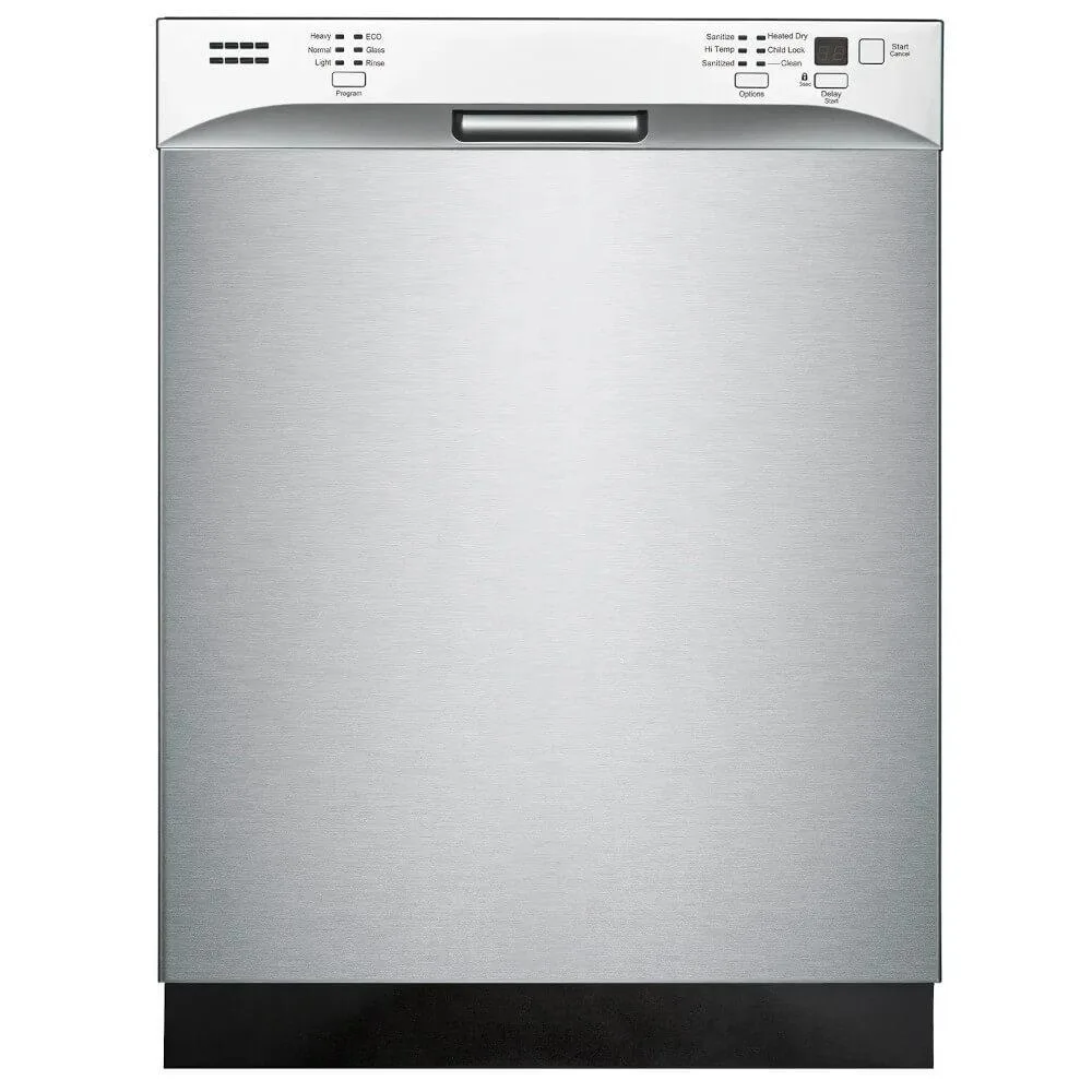 Stainless steel built-in dishwasher with front controls