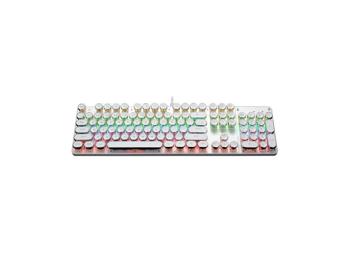 BONAEVER BONAEVER USB LED Backlit Retro Typewriter Mechanical Keyboard - Blue Switch - Round Keycaps - 104 Keys — product photo