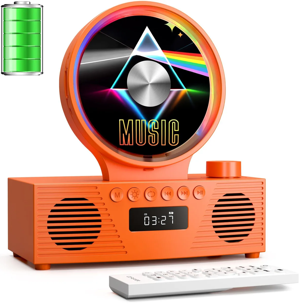 ROADOM Portable CD Player Orange 4000mAh Bluetooth 5.3 — product photo
