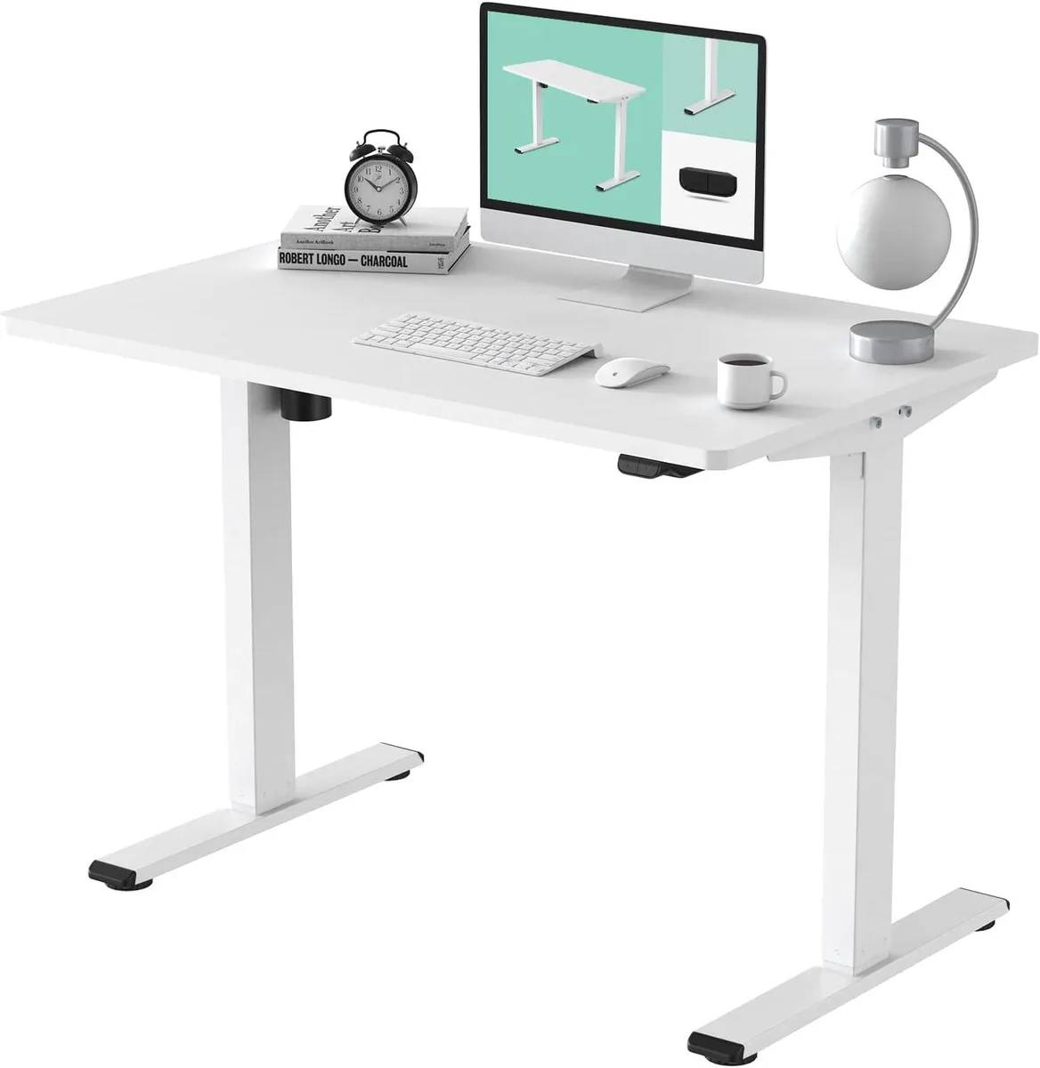 PISKEKAT PISKEKAT Electric Standing Desk 48 x 30 Inch White Frame White Top — product photo