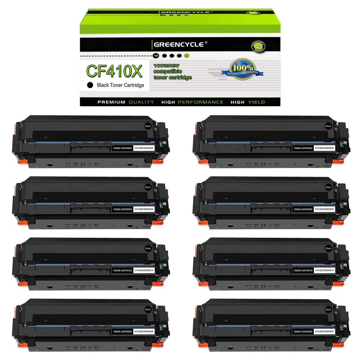 GREENCYCLE GREENCYCLE 410X Black Toner Cartridge 8 Pack 6500 Pages — product photo