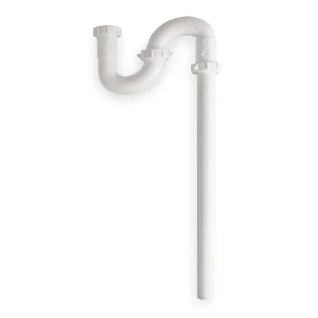 White plastic S-trap with slip connections, 19 1/2 in overall length