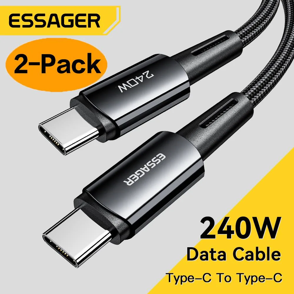 ESTONE ESTONE Essager CG240W USB-C Cable 240W 6.6ft 2-Pack Black — product photo