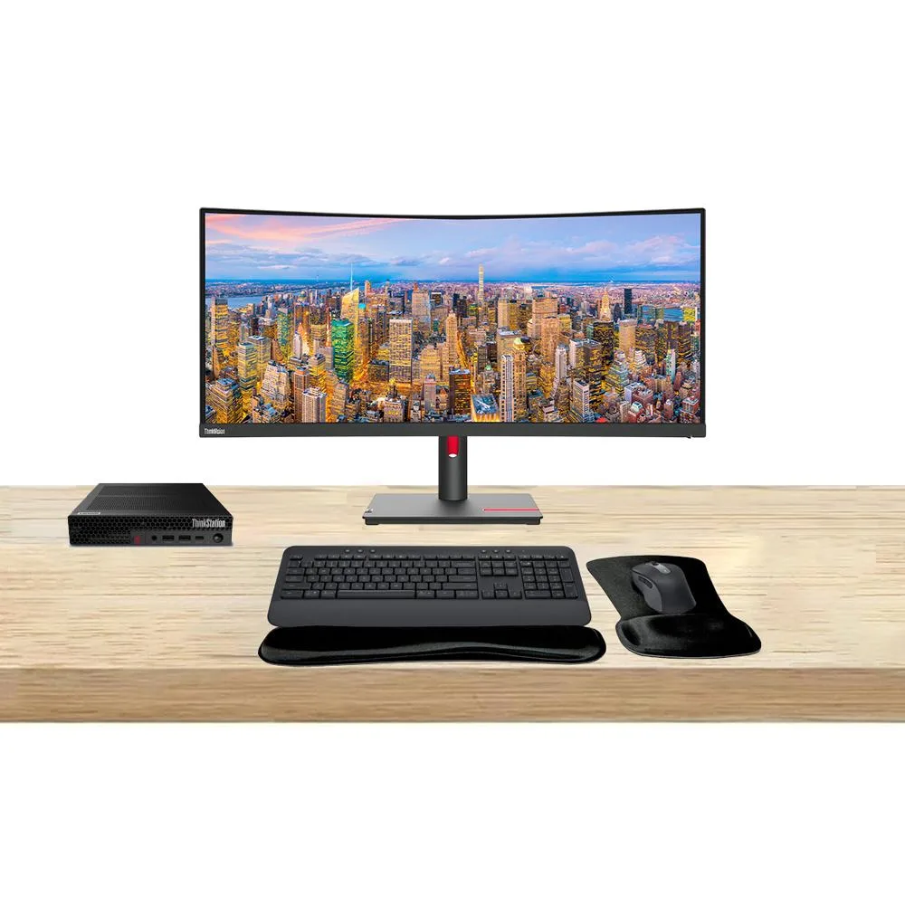 Lenovo Lenovo ThinkStation P3 Tiny i7 2.1/5.4 GHz 32GB 512GB T400 4GB DDR6 34 UWQHD 100Hz MK650 — product photo