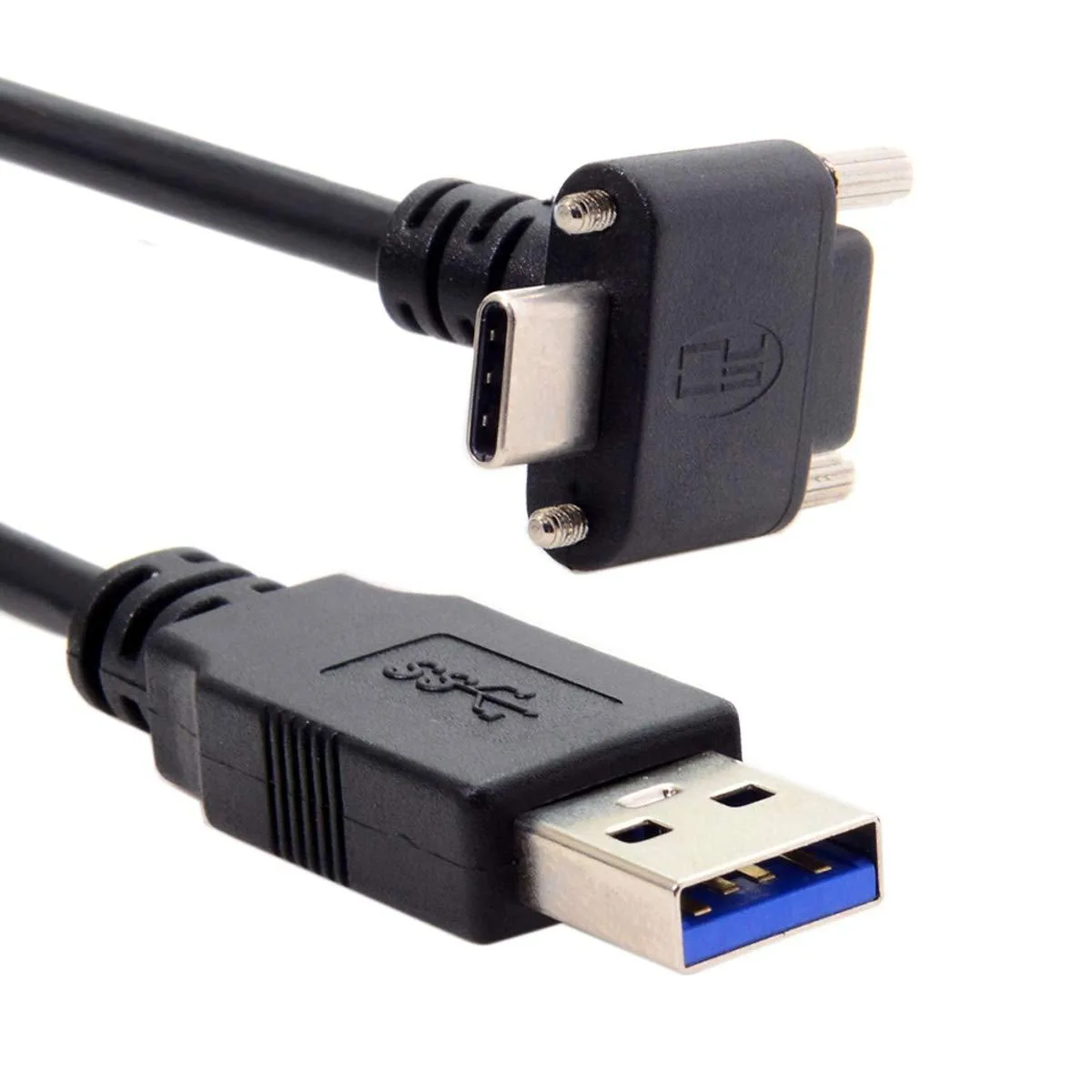 LORDWORLD LORDWORLD USB 3.1 Type-C Dual Screw Locking Cable 90° 3.0m — product photo