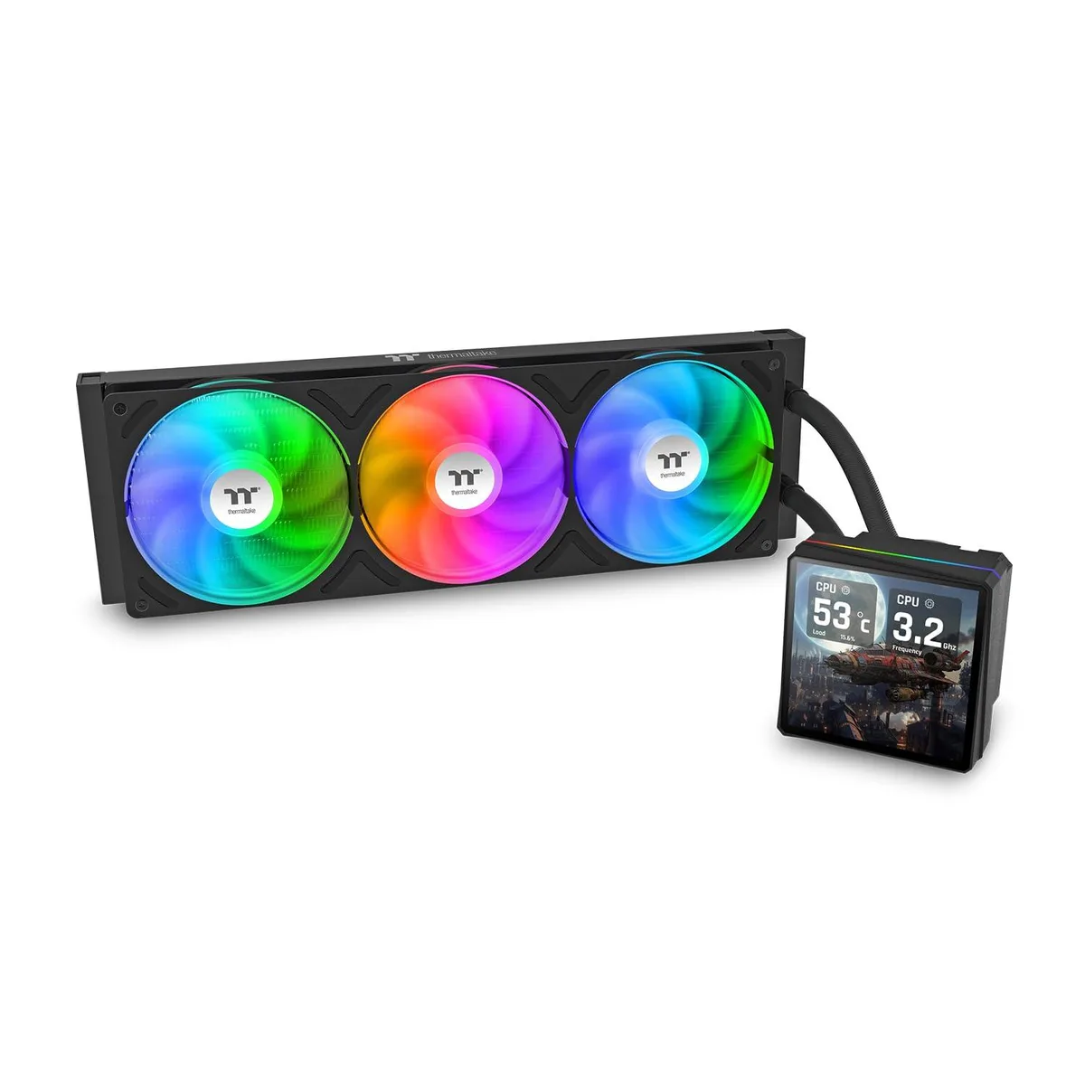 Thermaltake Thermaltake CL-W474-PL12SW-A 360mm liquid cooler with 3.95" LCD — product photo