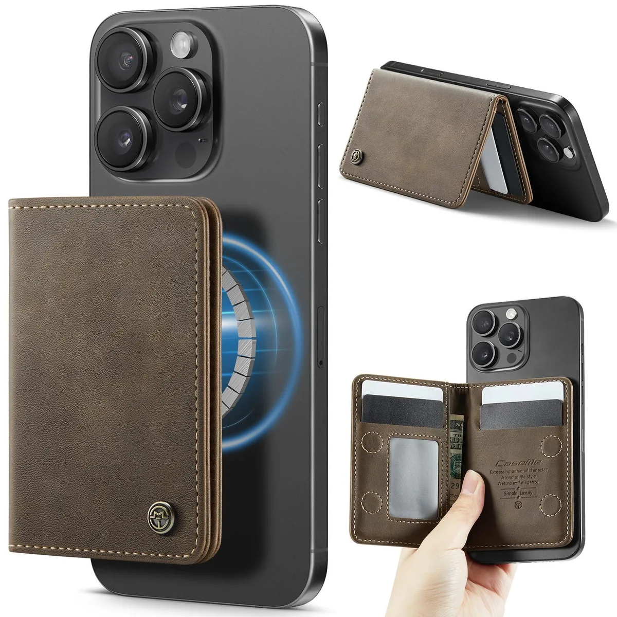 BOXDXB Magnetic Wallet iPhone 12-17 Brown — product photo