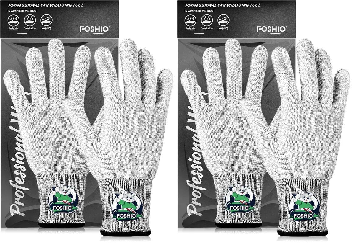 Grey carbon-fibre anti-static gloves, elastic wrist, one pair