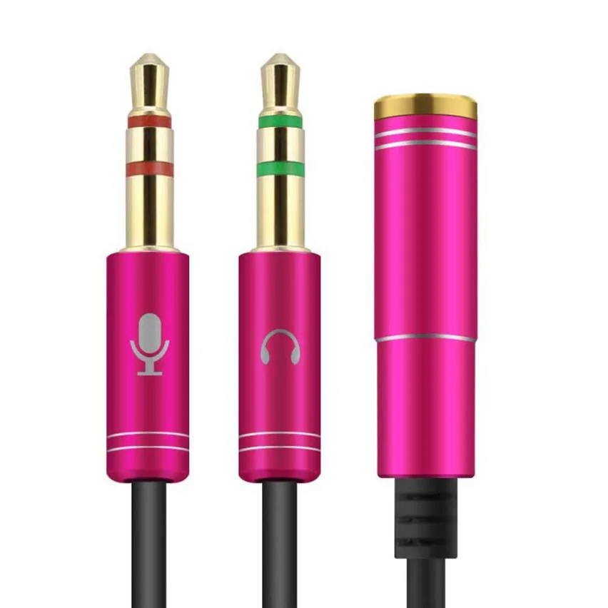 LUOM LUOM HD84 3.5mm headset splitter 2-pack pink 30cm — product photo
