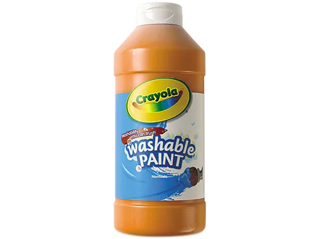 Orange Crayola washable paint in a 16 oz bottle