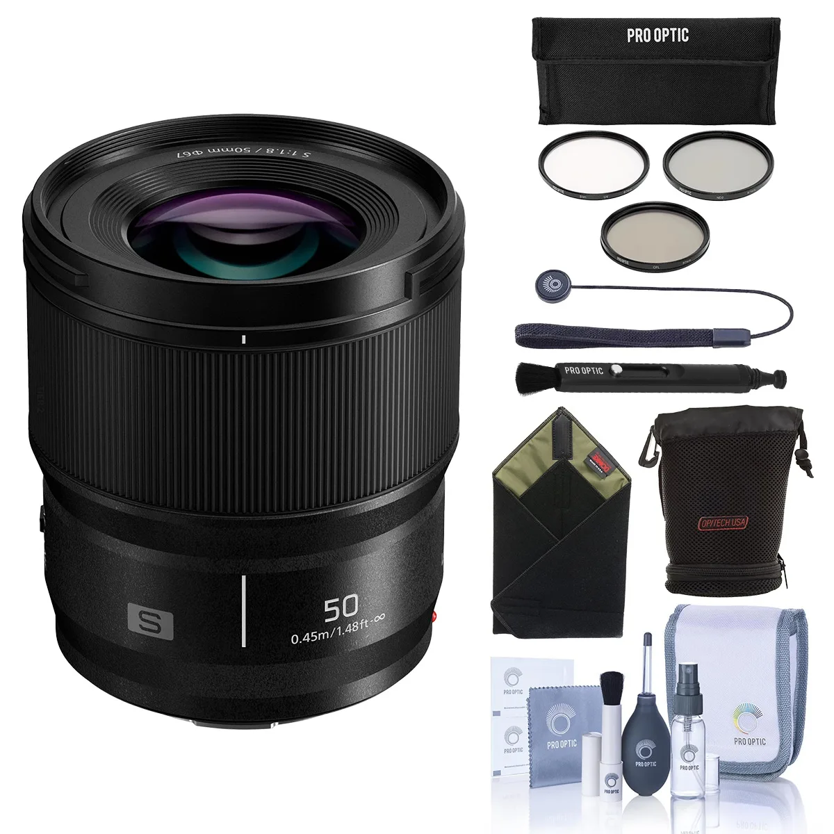 Panasonic Panasonic LUMIX S 50mm f/1.8 Lens for L Mount, Bundle with ProOptic 67mm Filter Kit — product photo