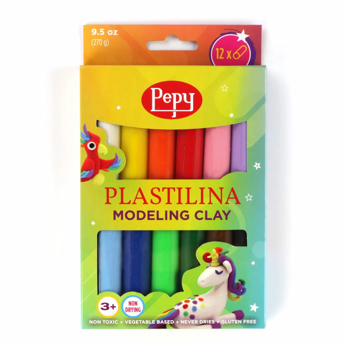 Pepy Plastilina Non-Drying Clay 12-Color Box 9.5 oz — product photo