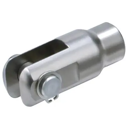 Steel rod clevis with multiple bore sizes, front mount
