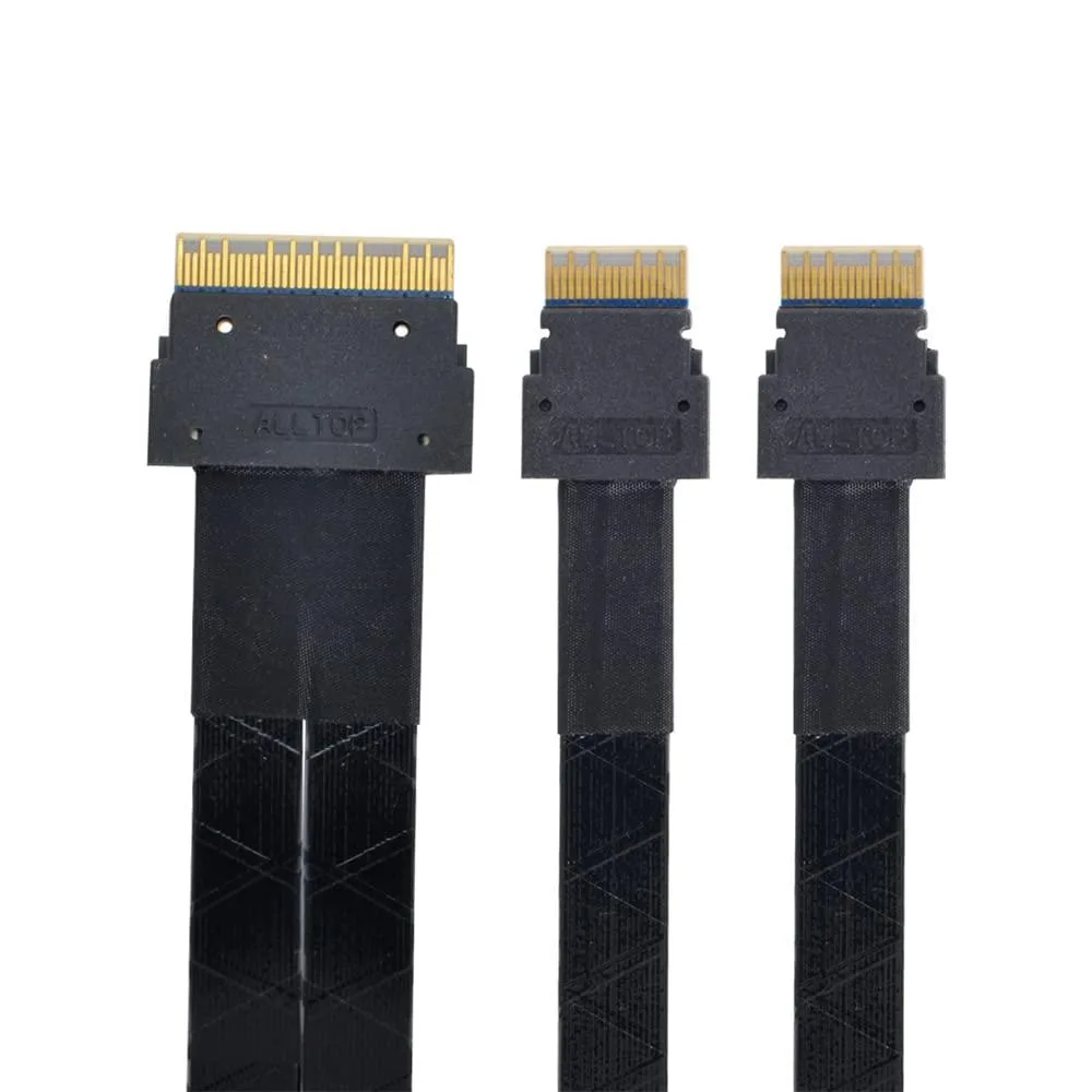 LORDWORLD LORDWORLD Ultraport Slimline SAS 4.0 SFF-8654 8i 74pin to Dual SFF-8654 4i 38Pin Cable 40cm — product photo