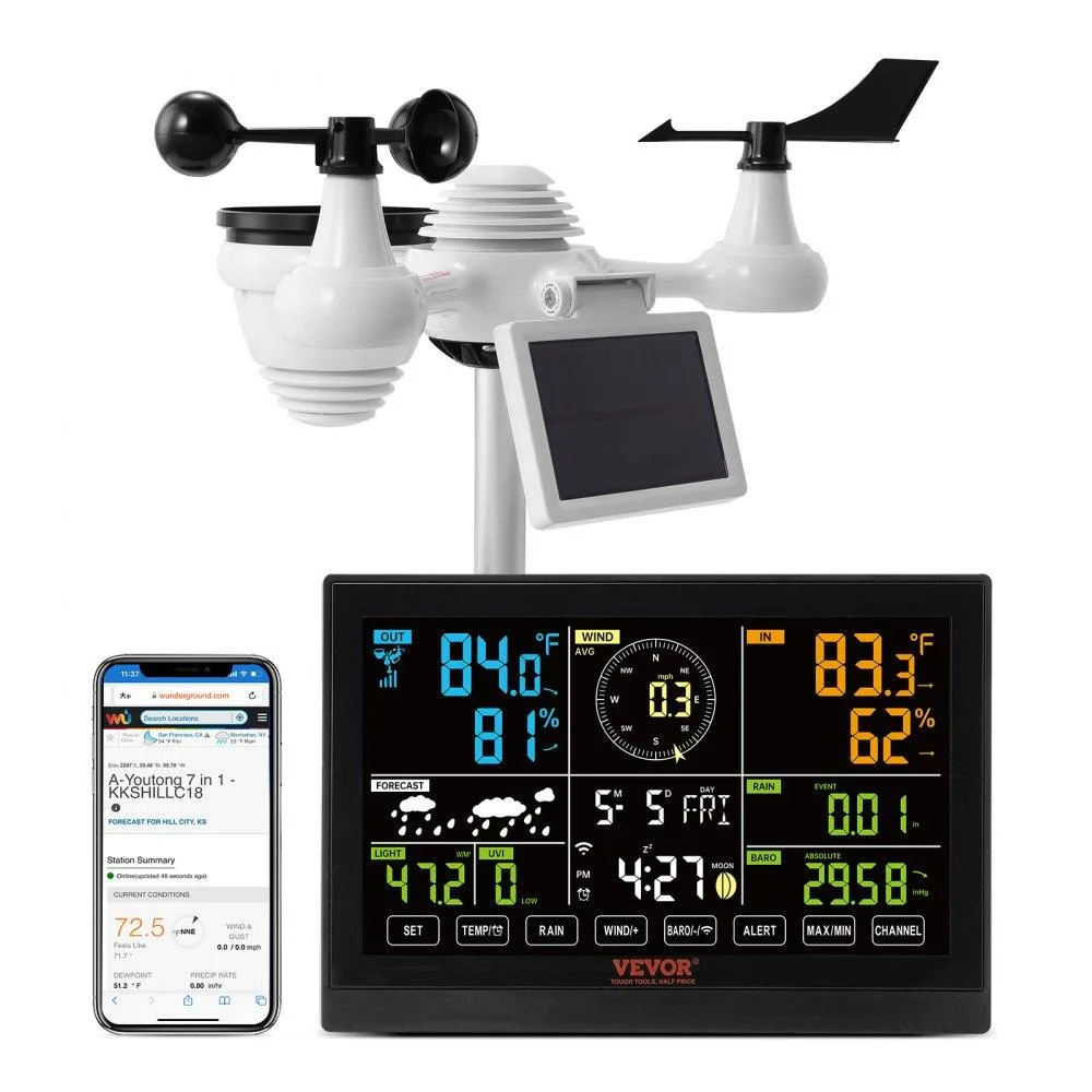 VEVOR VEVOR YT60234 7-in-1 Wi-Fi Weather Station 7.5 in Display — product photo