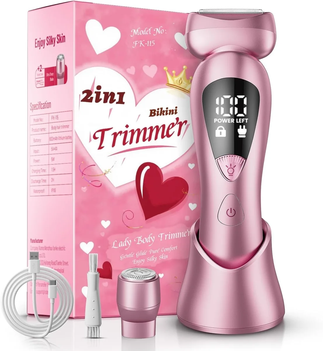 Pink foil shaver with single head and LED display