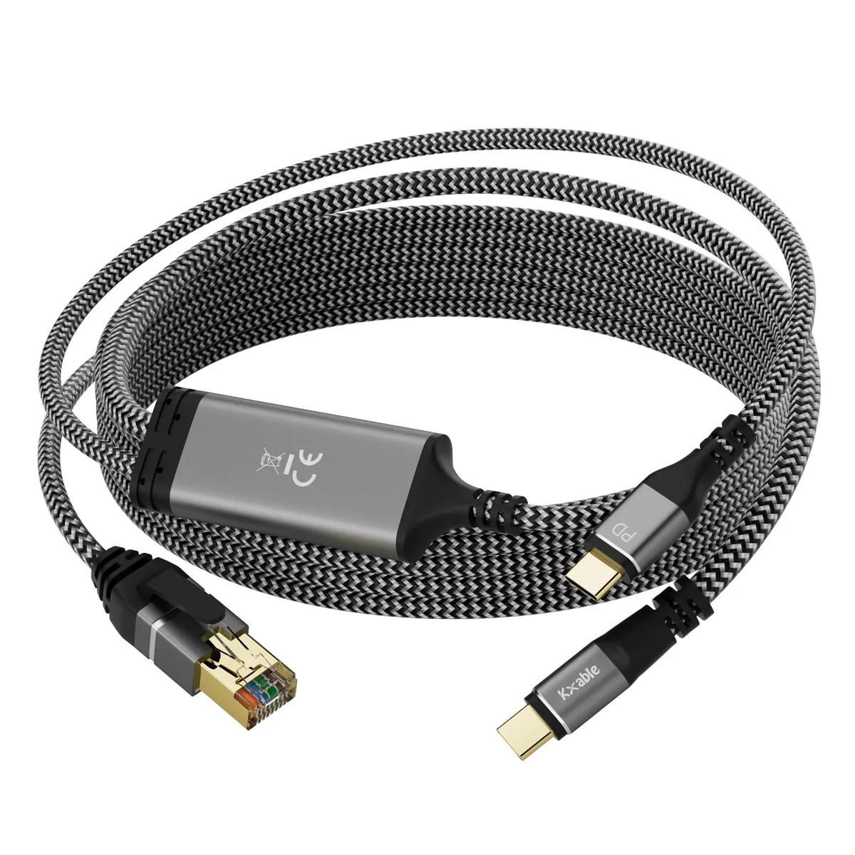 Barrow Mods Barrow Mods USB-C to Ethernet 15 ft 100W PD 2 in 1 accessory — product photo