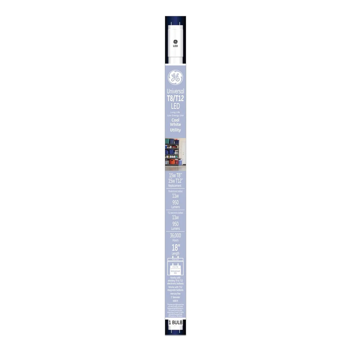GE Lighting GE Lighting 37178 18.5" T8 LED tube 11 W 950 lm cool white — product photo