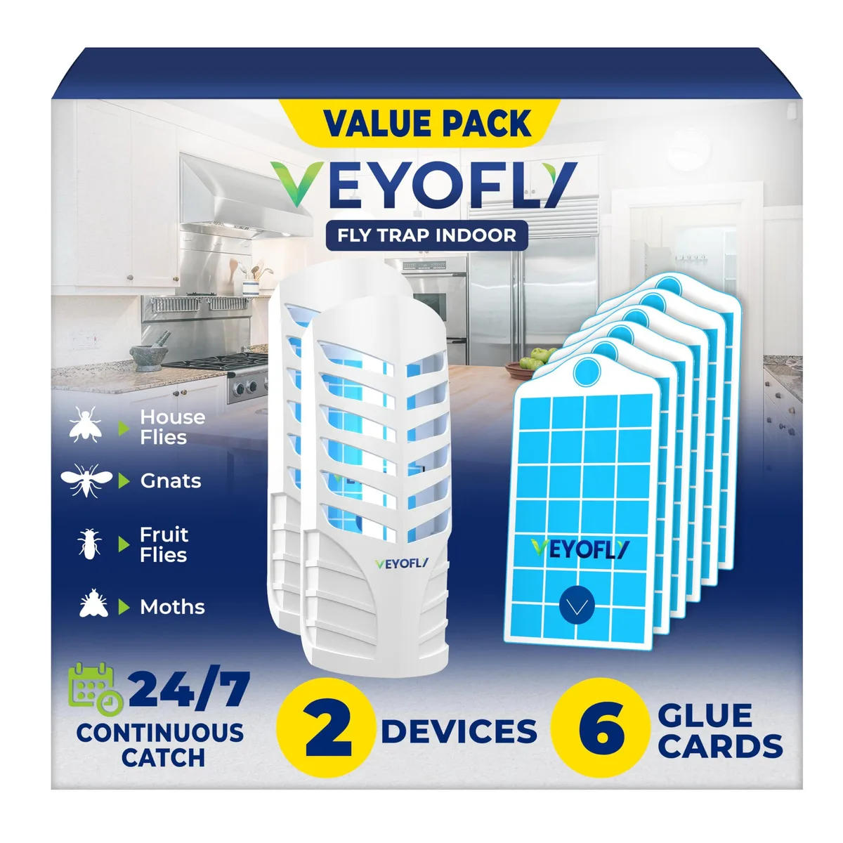 Two white plug-in units with six adhesive refill cards