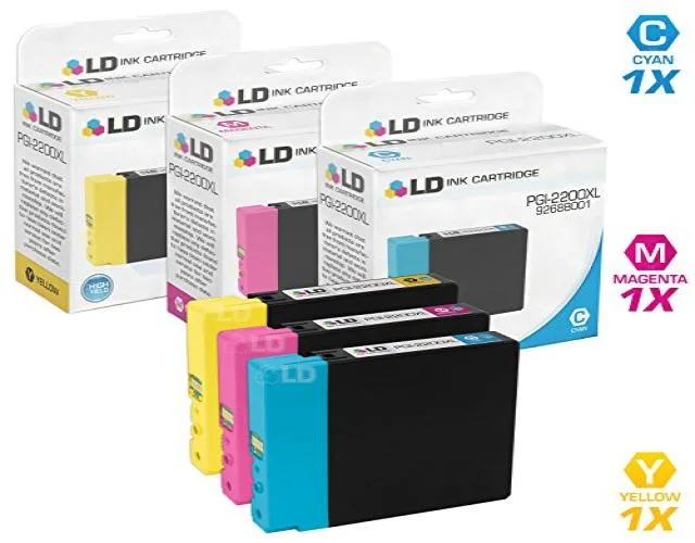LD Products LD Products PGI-2200XL High Yield Cyan Magenta Yellow 3-Pack ink cartridge — product photo