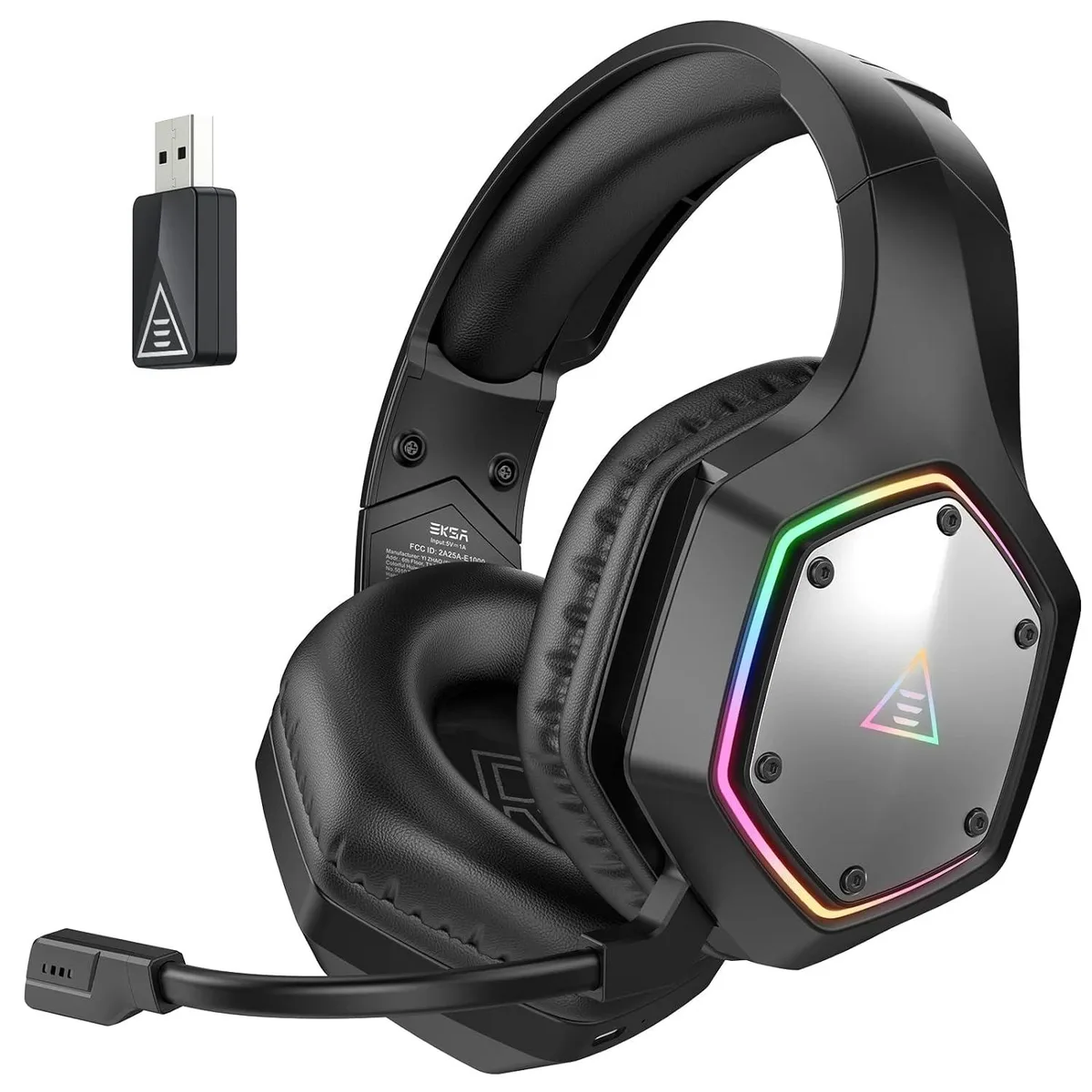 EKSA EKSA E1000WT Wireless Gaming Headset 7.1 Surround 36h Battery 2.4G USB Dongle 3.5mm Wired — product photo