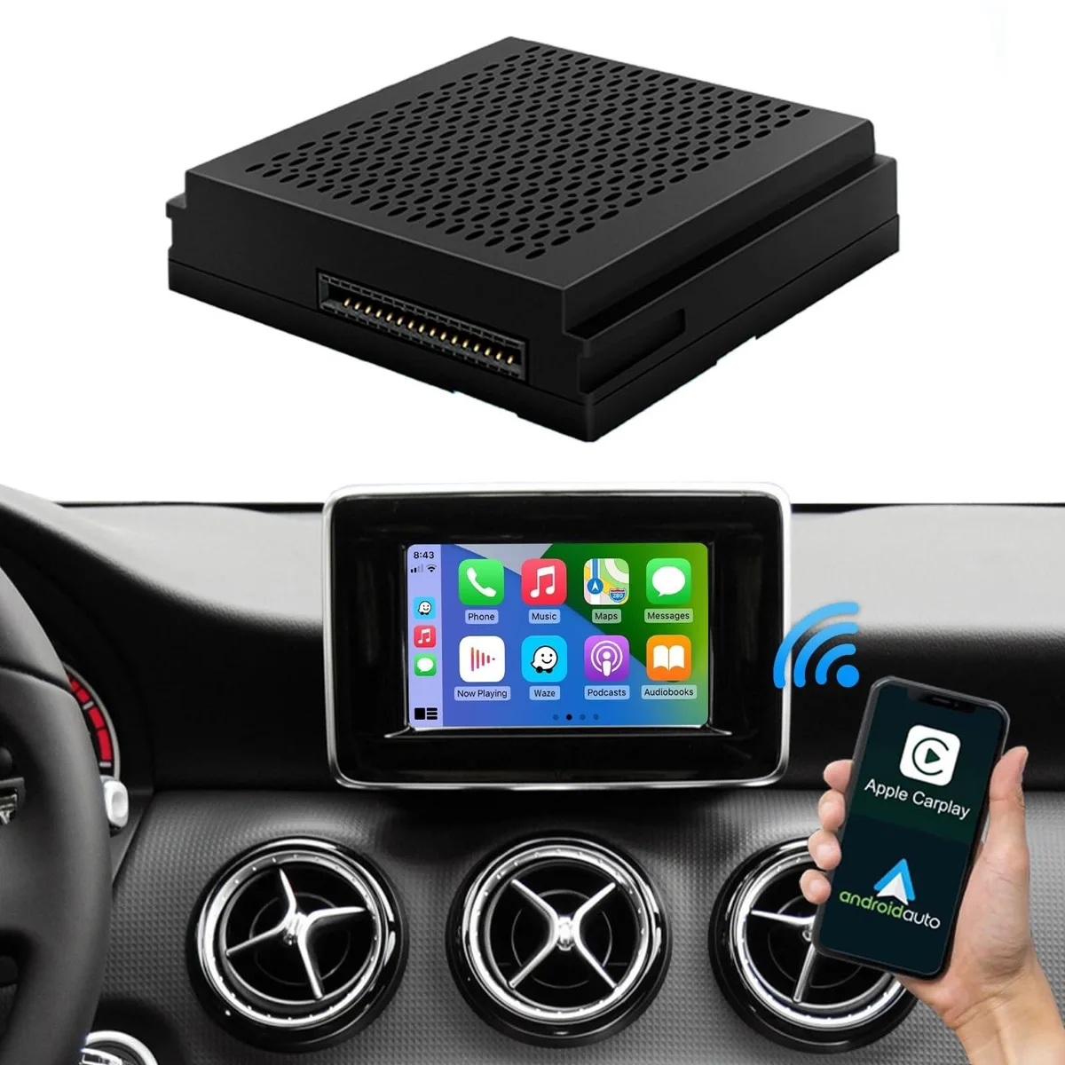 Barrow Mods Barrow Mods Wireless CarPlay Android Auto Adapter for Mercedes NTG 4.5 2012-2015 2 in 1 accessory — product photo