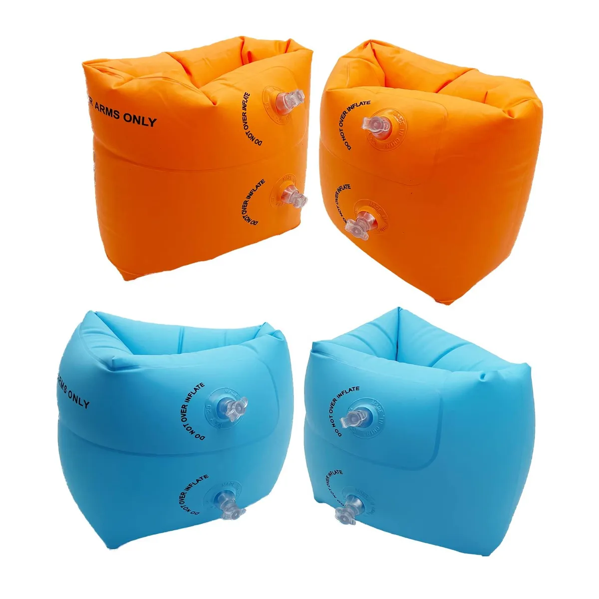  2 Pack Inflatable Arm Floaties Blue Orange 30-150LBS — product photo