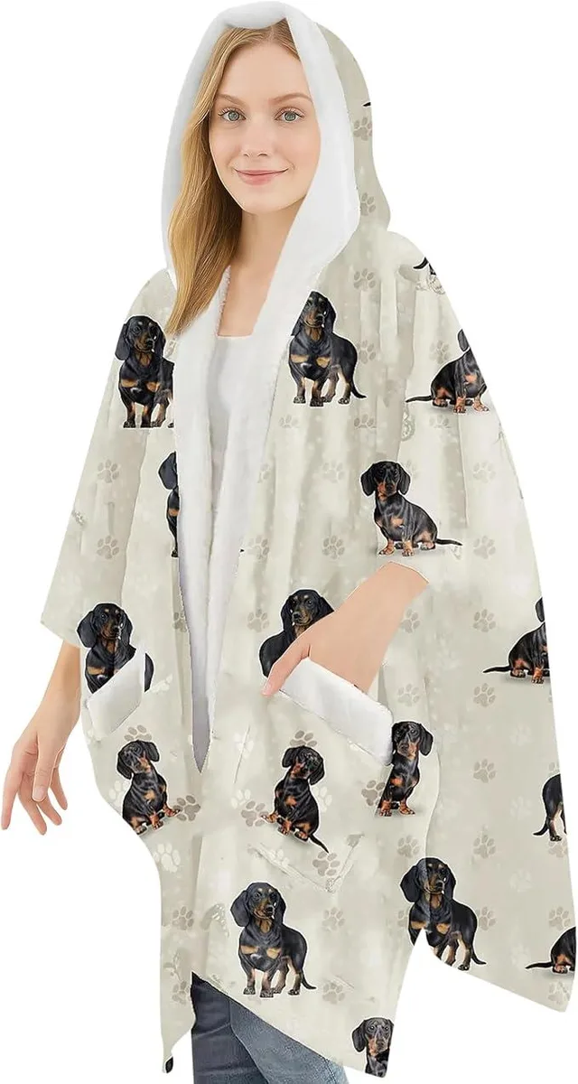 E &amp; S Imports E &amp; S Imports Snuggs Blanket Hoodie Black Dachshund Plushed &amp; Stuffed — product photo