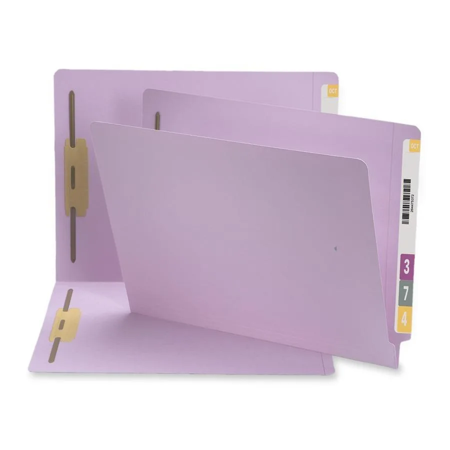 Lavender fastener folder, straight-cut tabs, 50 per box