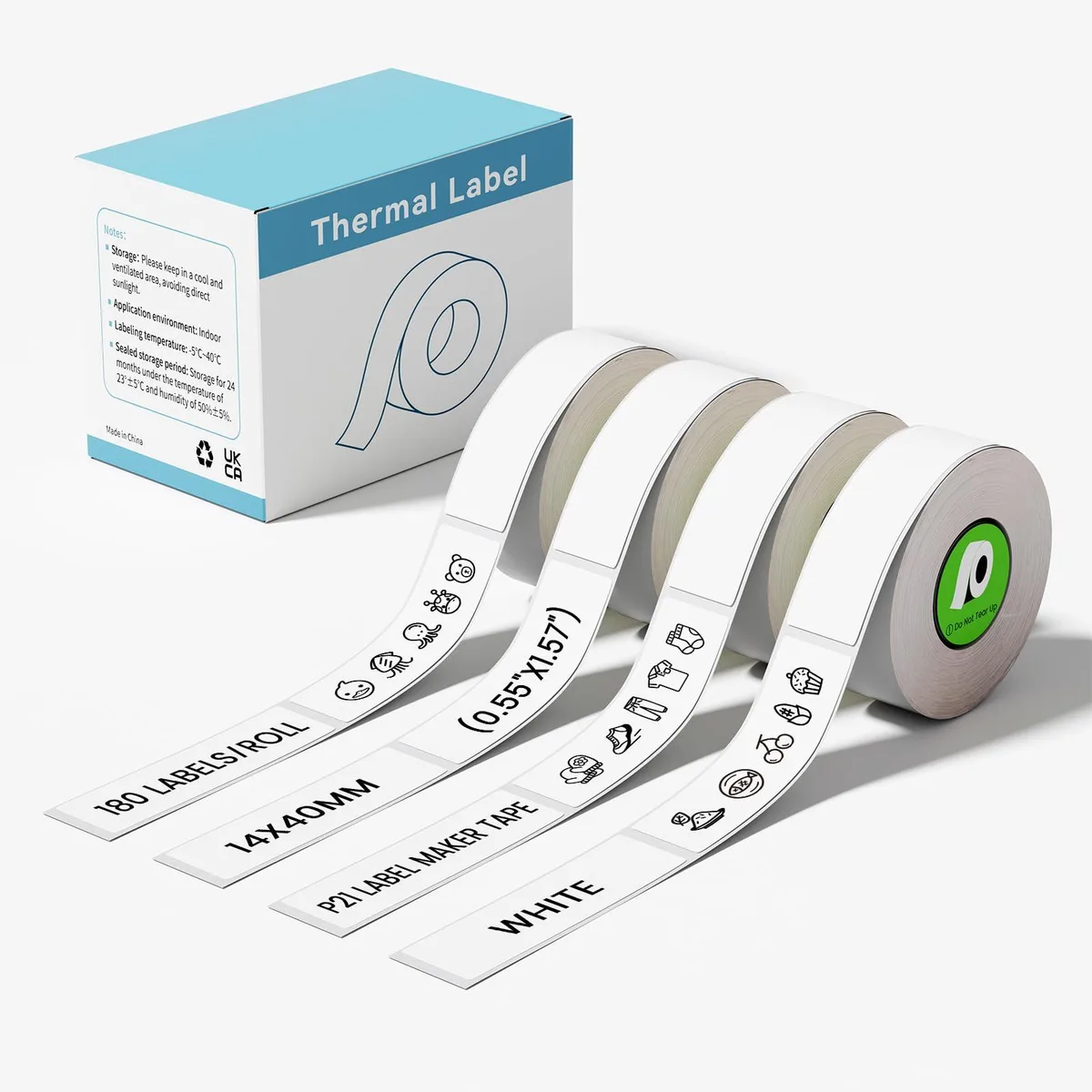  HP P21 Label Tape White 180 Labels/Roll 14x40mm 4 Rolls — product photo