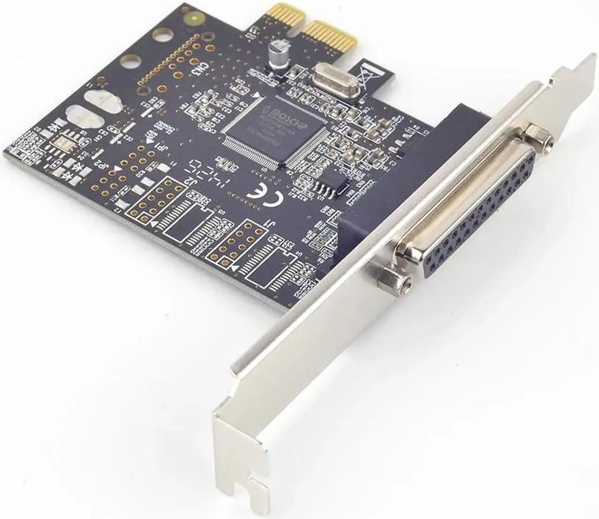Green circuit board with a single DB25 port and a 12cm metal bracket
