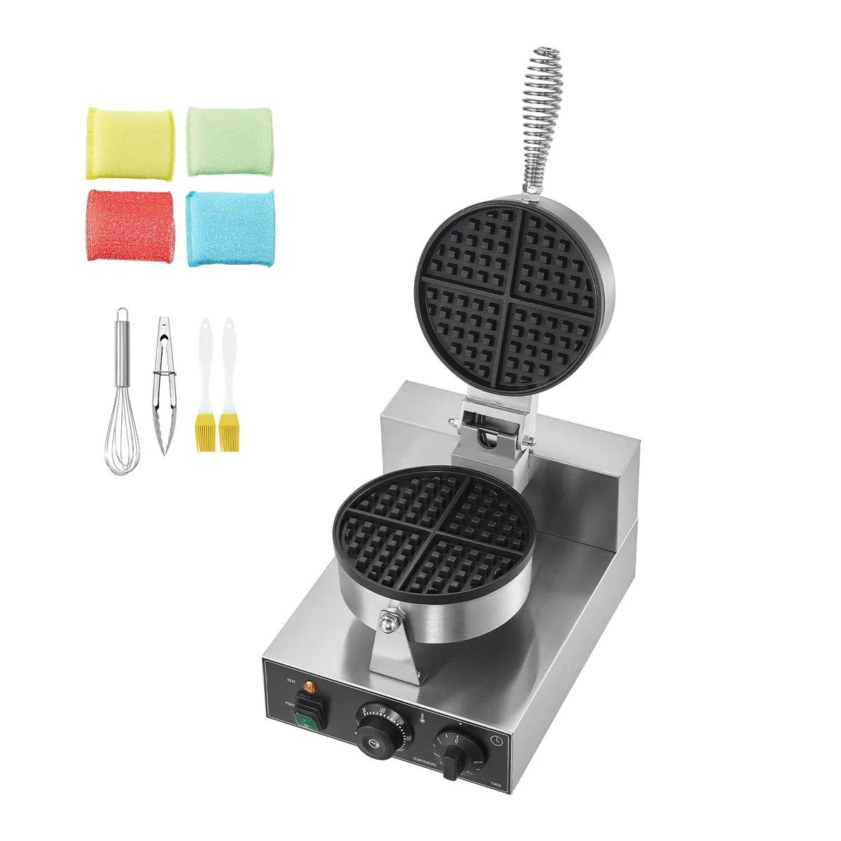 VEVOR VEVOR Commercial Waffle Maker 1230W Round Belgian Iron Stainless Steel — product photo