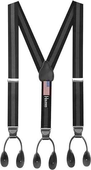 Hold'Em Hold'Em Tuxedo Suspenders Regimental Stripe Black Tall 54" 1.25 — product photo