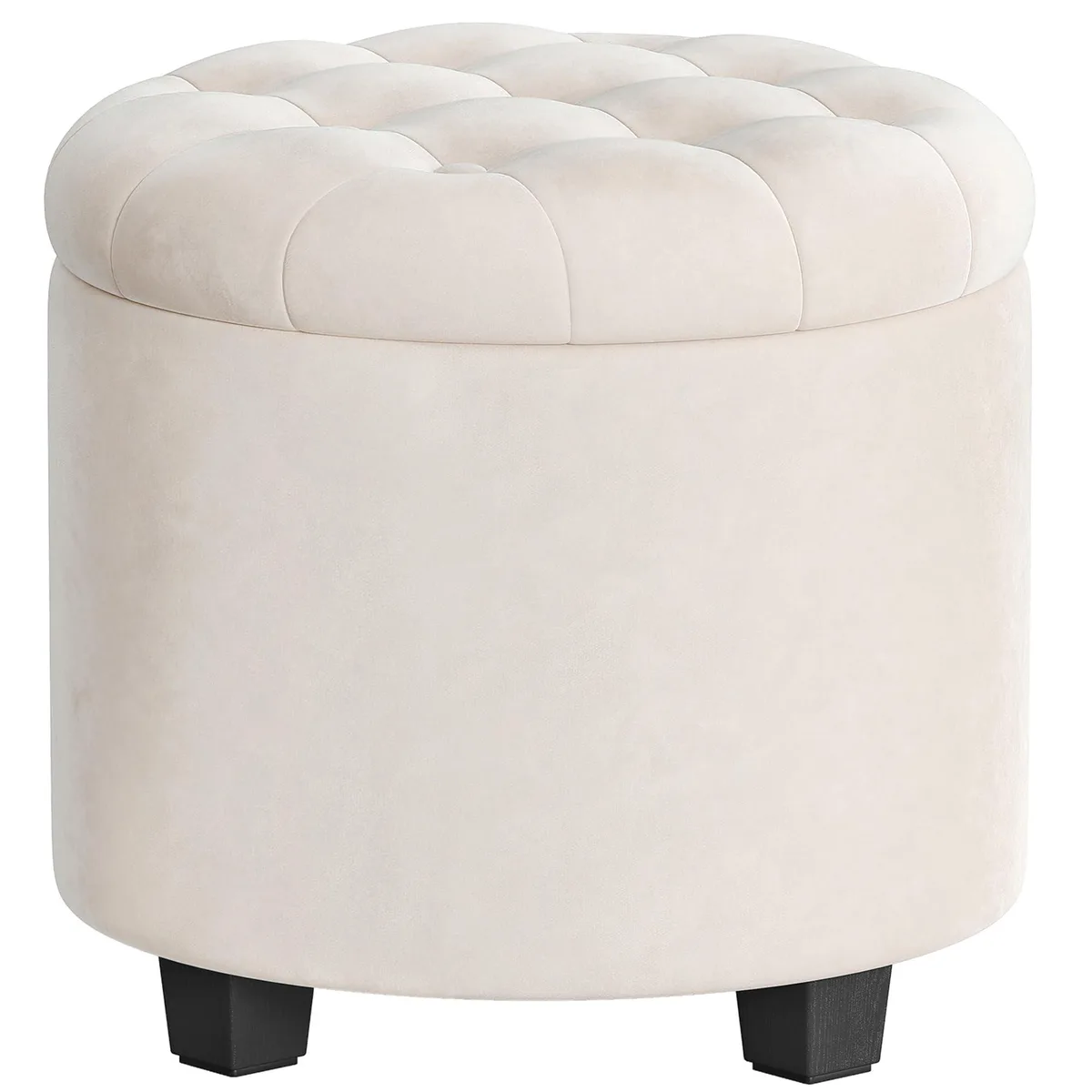  SONGMICS Round Ottoman Velvet Cream White 17.7" 330 lb — product photo
