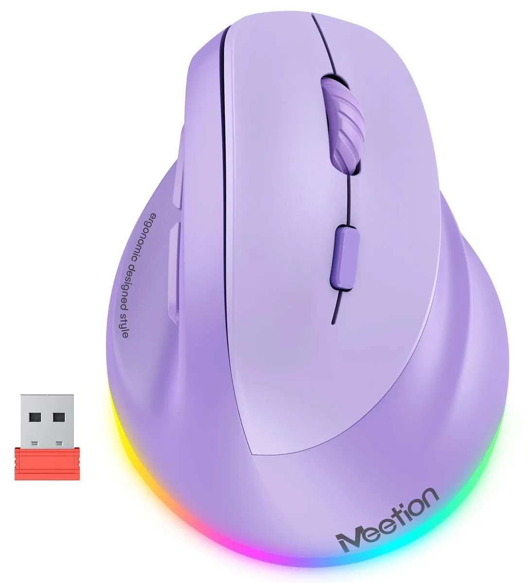  MEETION BTM010RR Ergonomic Wireless Vertical Mouse Purple 2400 DPI 6 Button — product photo