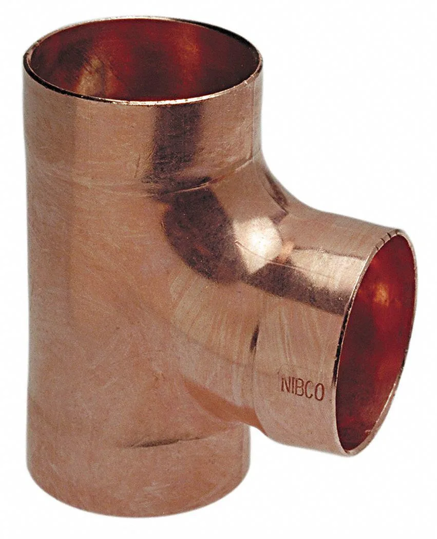Copper tee fitting with three cup ends