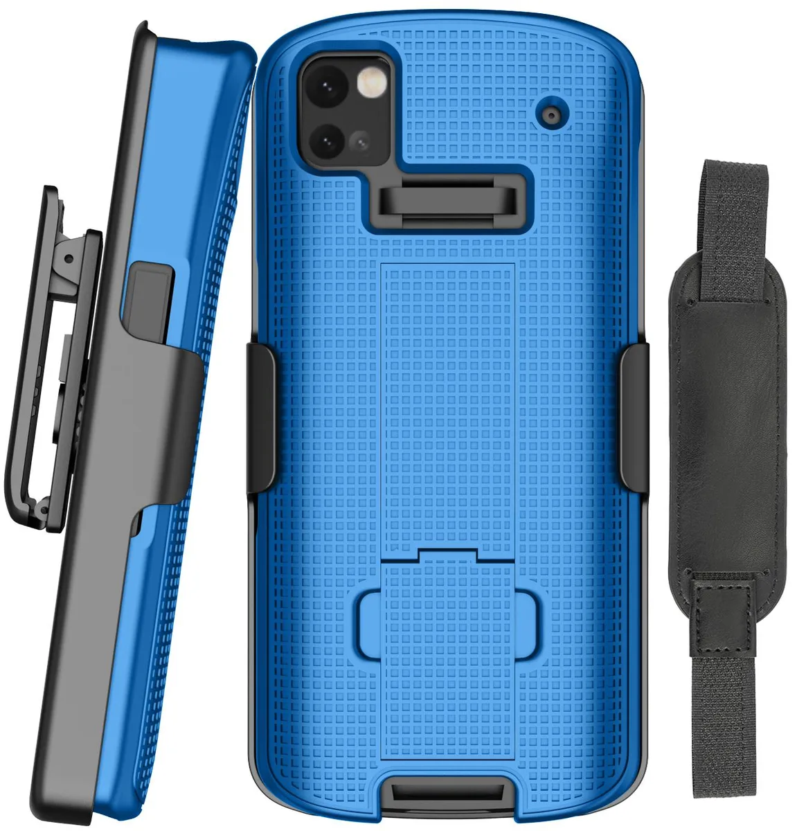 Nakedcellphone Nakedcellphone Blue Hard Case + Hand Strap + Belt Clip Holster for Zebra TC53 TC58 — product photo